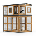 Enclos pour chats 180 x 90 x 180 cm en bois métal brun blanc à deux niveaux pour extérieur