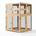 Cage pour chat 120 x 60 x 150 cm en bois naturel avec grillage - intérieure à portes