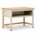Établi 120 x 60 x 90 cm en bois et métal beige naturel avec rangement ouvert style industriel