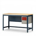 Établi 140 x 70 x 90 cm en acier bleu et plateau bois avec tiroir style industriel