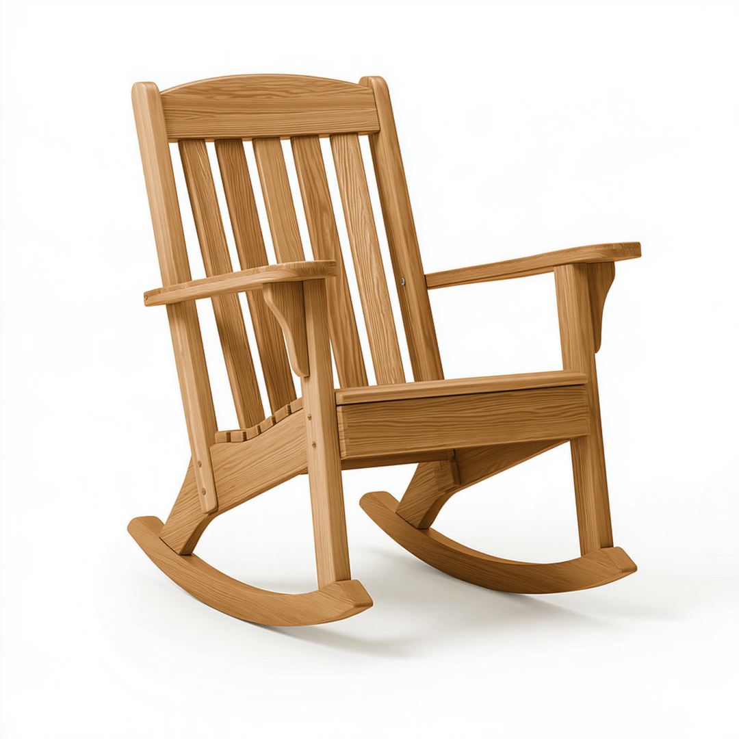 Fauteuil à bascule 105 x 72 x 110 cm en bois naturel avec accoudoirs style classique