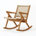 Fauteuil à bascule 70 x 95 x 100 cm en bois naturel et rotin tressé style contemporain