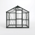 Serre de jardin 190 x 190 x 195 cm en aluminium et polycarbonate noir avec porte coulissante