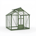 Serre de jardin 190 x 190 x 195 cm - aluminium vert vitrage transparent porte coulissante