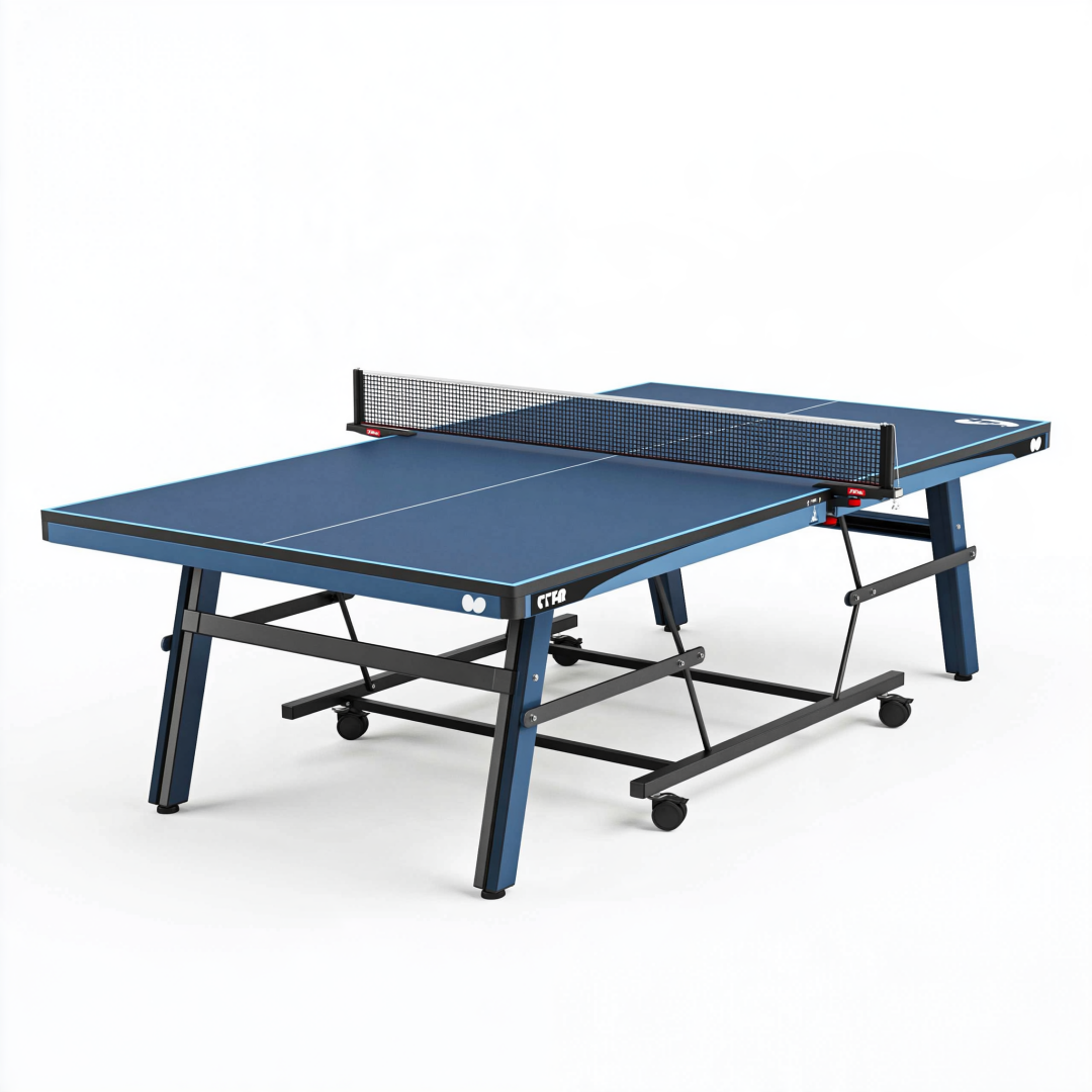 Table de tennis de table 274 x 152.5 x 76 cm acier bleu marine pliante avec roulettes