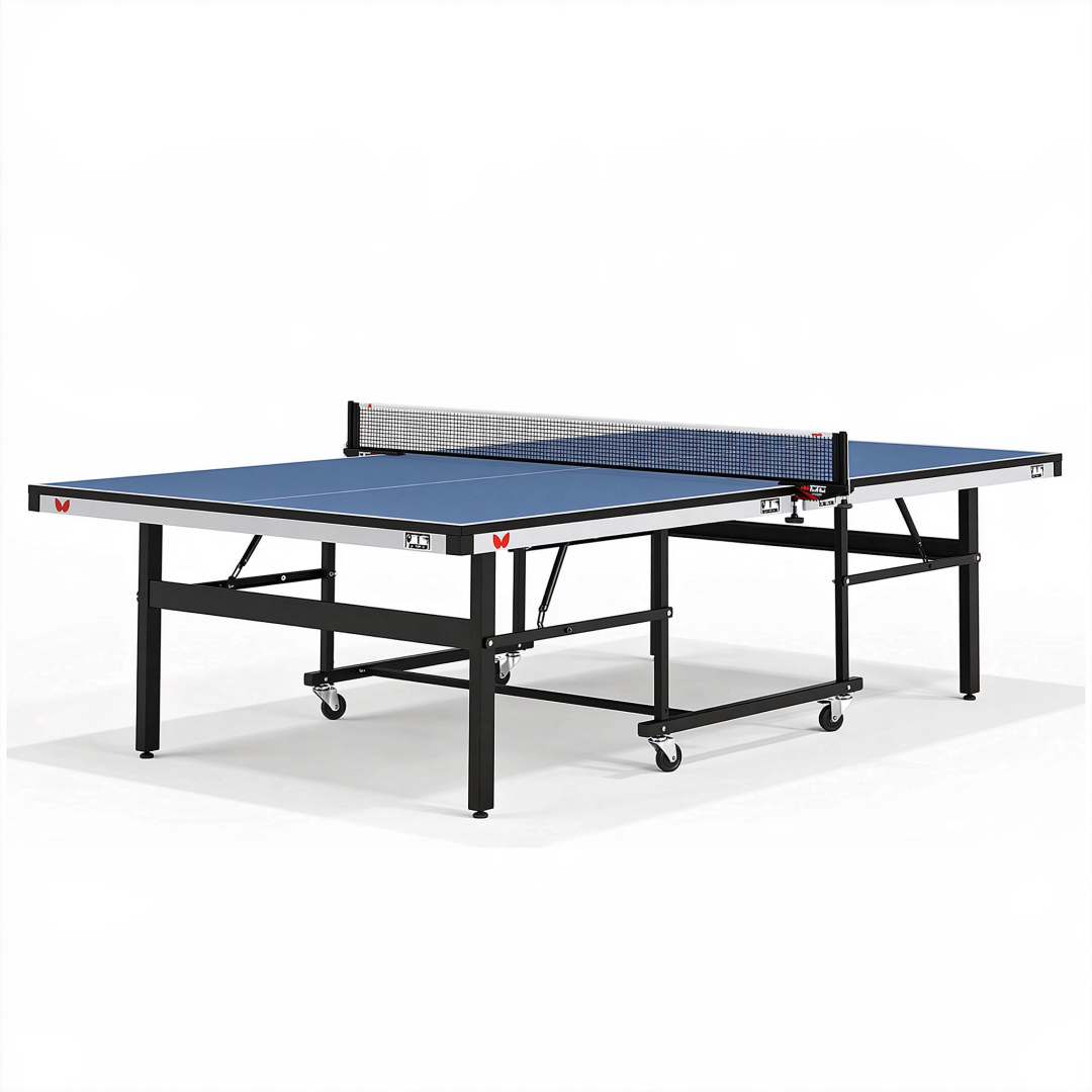 Table de tennis de table 274 x 152.5 x 76 cm acier bleue pliable à roulettes