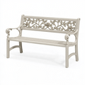 Banc de jardin 120 x 60 x 90 cm en métal beige style romantique à motif floral